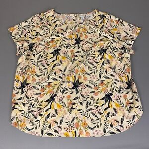AVA & VIV‎ Blouse Top Women's Plus Size 3X Floral Colorful Vibrant Short Sleeve